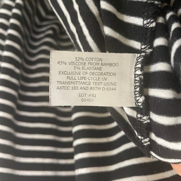 Coolibar Catalina Beach CoverUp Swim Dress UPF 50+ Black & White Striped Hood XL - Picture 7 of 12